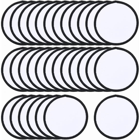 30Pcs Computerized Embroidery Cloth Iron on/Sew on Patches Costume Accessories Appliques Blank Flat Round 60x1mm for Handmade