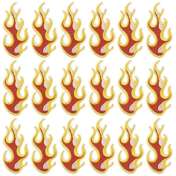 30Pcs Computerized Embroidery Cloth Iron on/Sew on Patches Costume Accessories Appliques Fire Orange 78x38.5x1.5mm