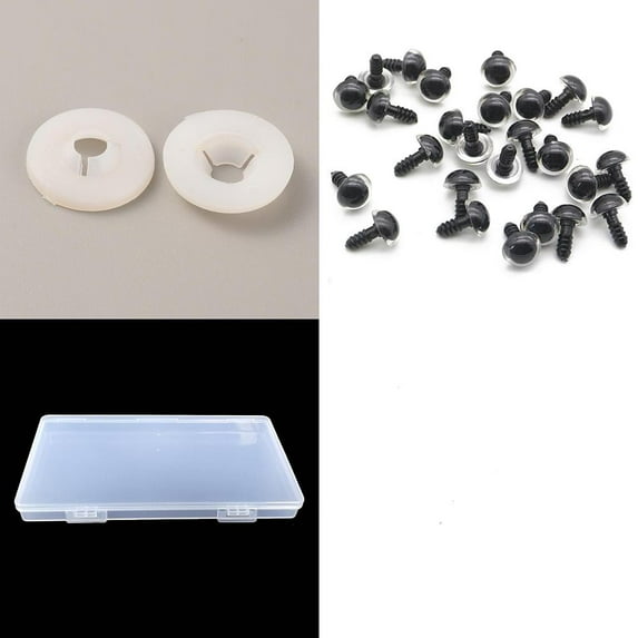 30Pcs Craft Plastic Screws Doll Eyes with 30Pcs Plastic Doll Eye Nose Round Gaskets Clear 18mm