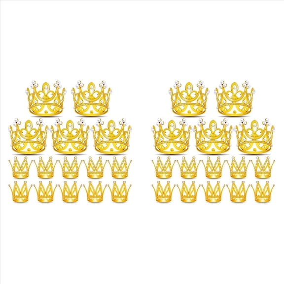 30Pcs Crown Cake Topper, Mini Baby Cupcake Crowns for Flower Arrangements Shower Wedding Decor