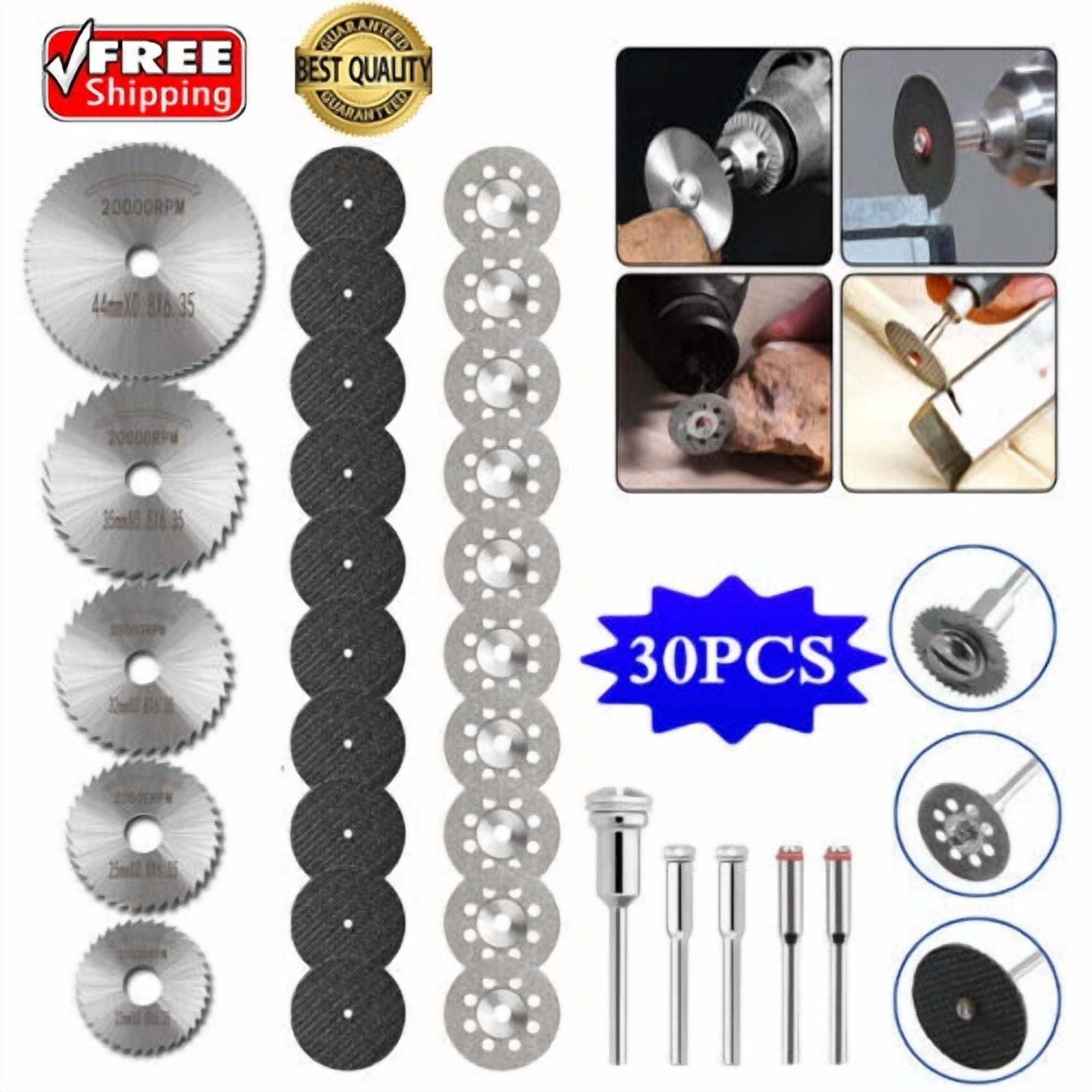 30Pcs Cutting Wheel Set Drill W/ 1/8" Mandrel For Dremel Rotary Tool Accessories