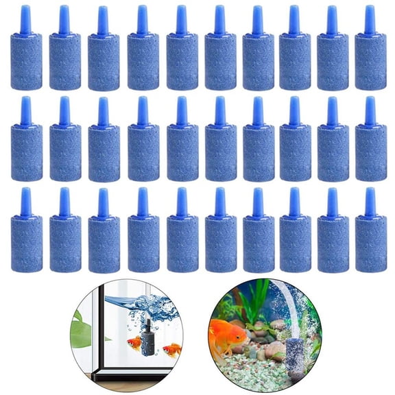 30Pcs Cylinder Aquarium Airstones, High Dissolution Bubble Diffuser, Durable Easy Clean Sandstone Air Stone, Oxygen Aeration Accessory for Fish Tank Pump Hydroponic System Decoration