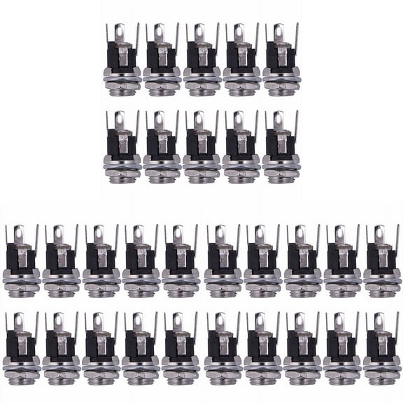 30Pcs DC Power Supply Jack Socket Female Panel Mount Connector 5.5X2.1mm New