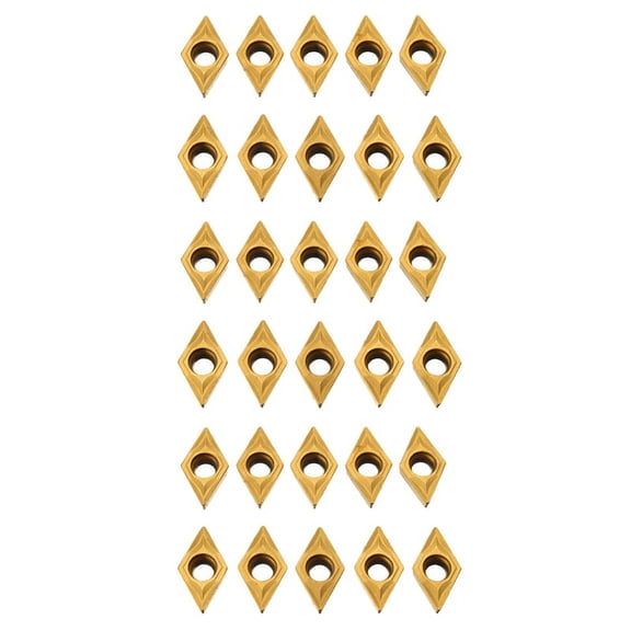 DCMT070204 YBC251 Gold Carbide Inserts, 30 Pcs in 3-Box Pack for CNC Lathe Turning