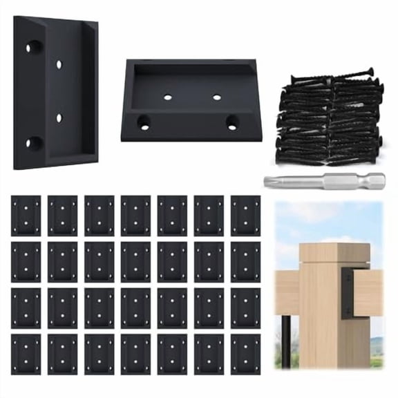 30Pcs Deck Railing Brackets Connectors Rail Support Kit for 2x4 (1.5"×3.5") Wood Post Deck Rail Bracket with 186pcs Screws for Wooden Stair Fence Cable Railings Handrail WT11