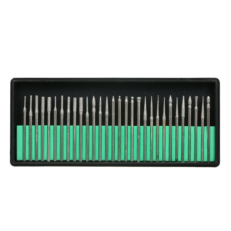30Pcs Diamond Burr Bits Carving Drill Bits Diamond Burr Bits Drill Kit for Rotary Tool Metal Woodworking Router Grinding Engraving Carving 1 8 3mm Shank Walmart