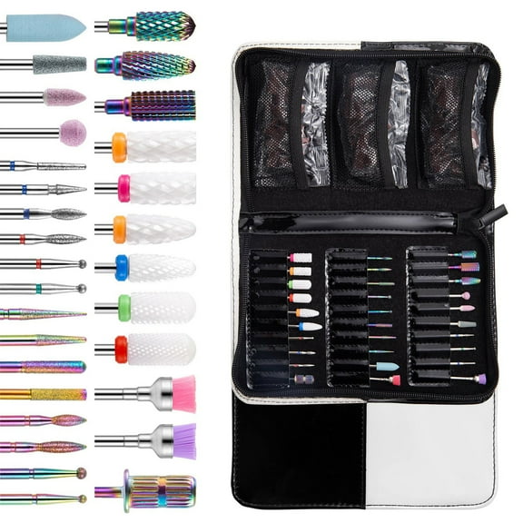 30Pcs Drill Bits, Cuticle Carbide Remover Bits for Home Salon Acrylic/Gel Manicure Pedicure Tool