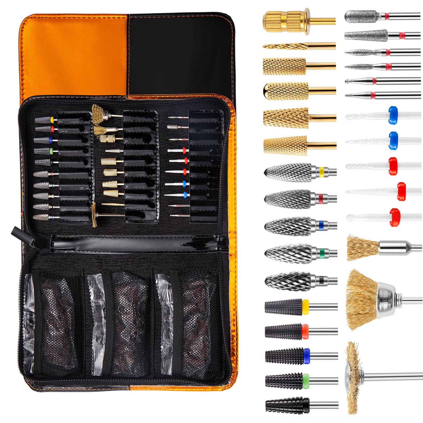 30Pcs Drill Bits, Cuticle Carbide Remover Bits for Home Salon Acrylic/Gel Manicure Pedicure Tool
