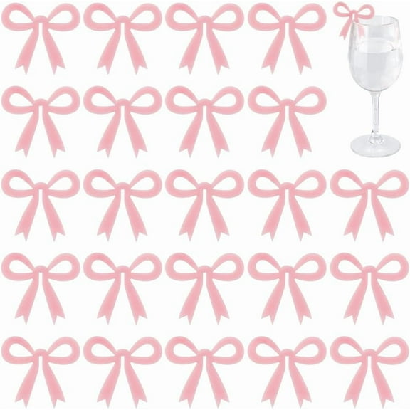 30Pcs Drink Name Tag Bow Drink Markers Bow Shaped Drink Name Tag Wine Tags Blanks Acrylic Wine Glass Charm
