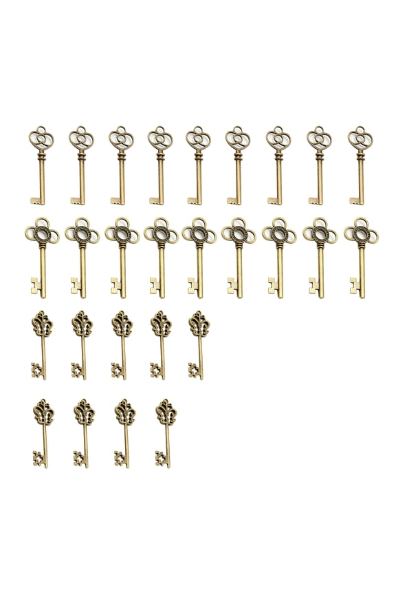 30Pcs Durable Metal Skeleton Keys for Keychains, Pendants, and Mobile Accessories
