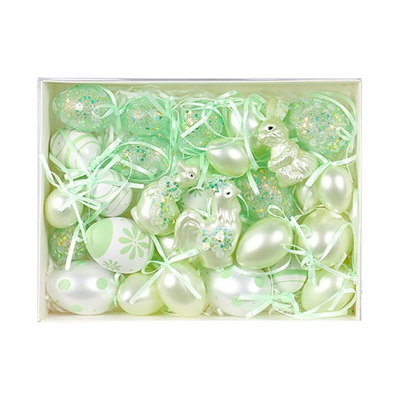 30Pcs Easter Decorations Eggs Rabbit Chicken Hanging Ornaments Colorful for Easter Tree Basket Decor Party Favors Supplies Home