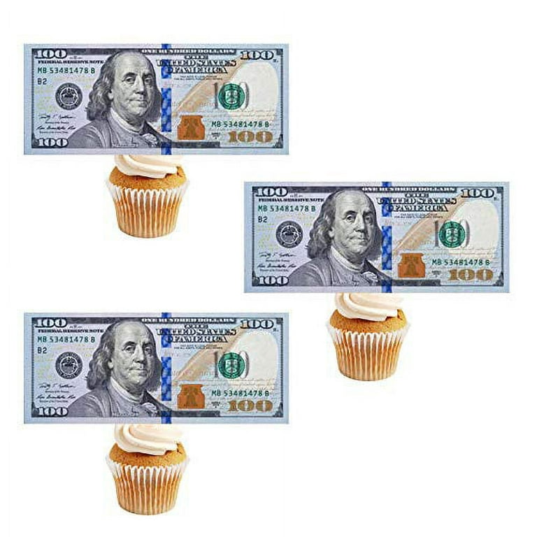 Products :: 12 precut 100 dollar bill edible money image wafer paper for  cake decorating or cupcake decorations. Precut edible paper fake money.