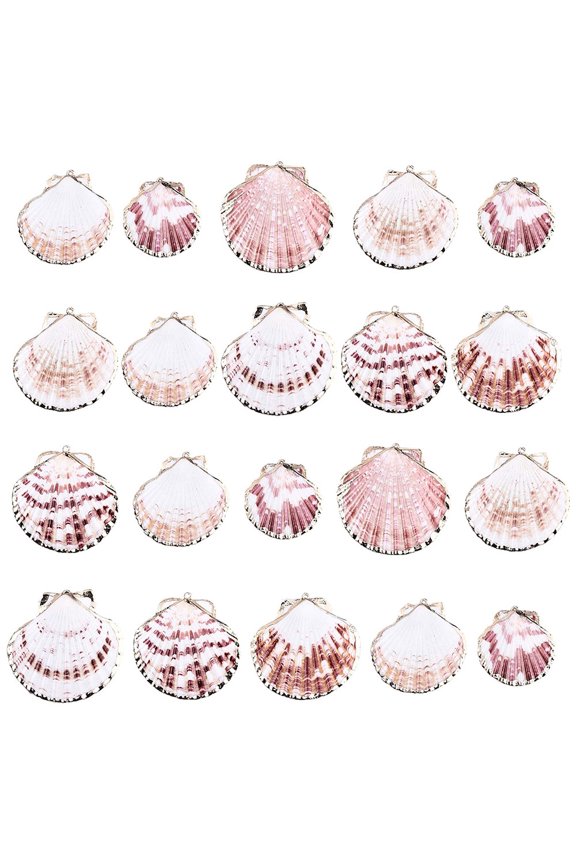 30Pcs Electroplate Sea Shell Pendants with Light Gold Iron Findings Colorful 40-60x35-60x3-6mm Hole: 1.6mm