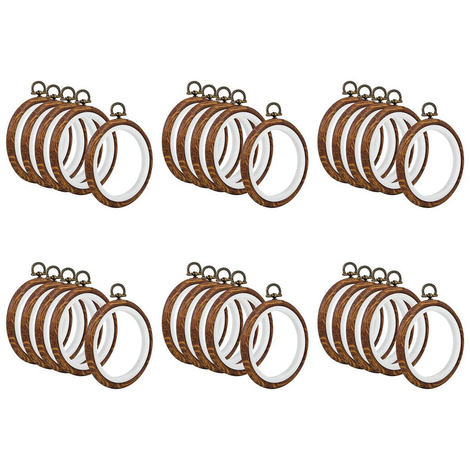 30Pcs Embroidery Hoops Imitated Wood Embroidery Circle Round Display Frame Circle for Art Craft Sewing and Hanging