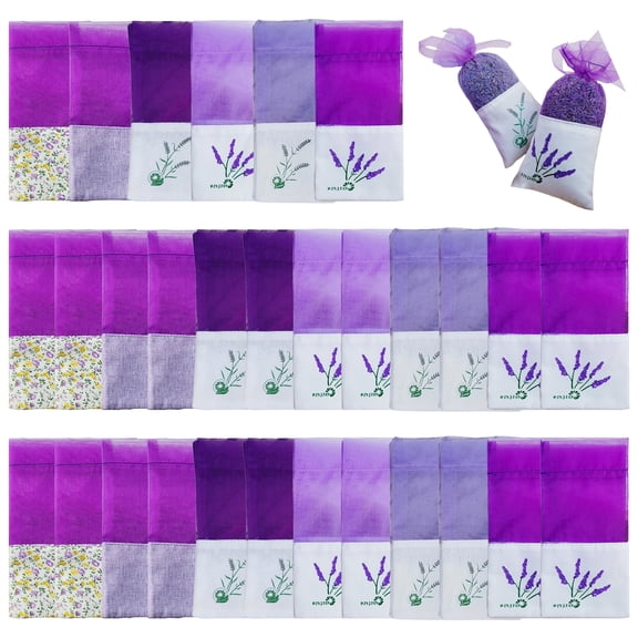 30Pcs Empty Sachet Bags Refillable Cotton Yarn Lavender Bags For Home Fragrances Wardrobes Fresheners Filling Pouches