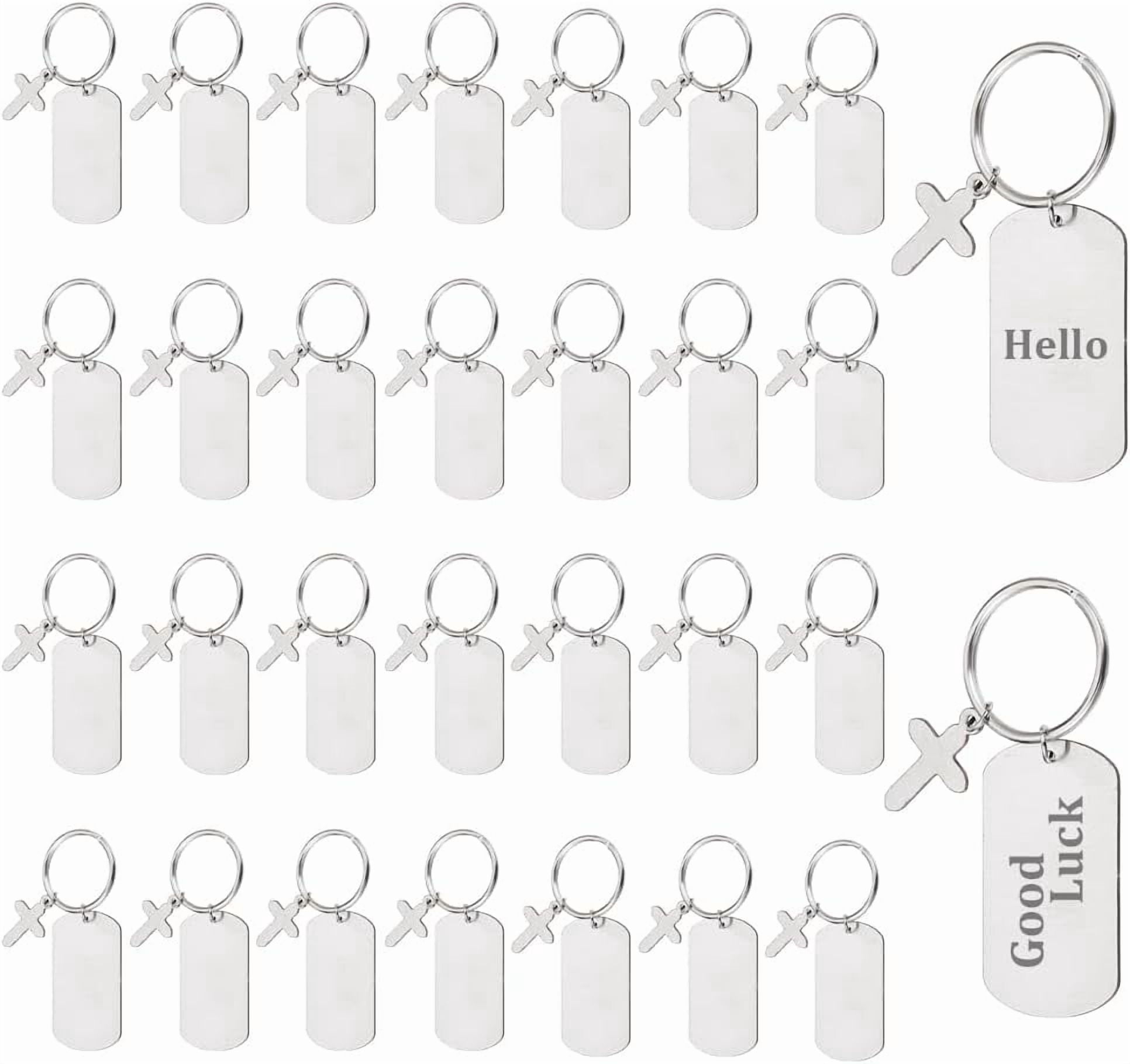 30Pcs Engravable Metal Keychain Blanks Stainless Steel Tags Metal Keychain Blanks Stainless Steel Blank Dog Tags DIY Name Tag for Craft Decorative Unfinished Hanging Tag