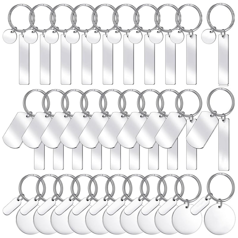 30Pcs Engravable Metal Keychain Stamping Blanks for Engraving Stainless ...