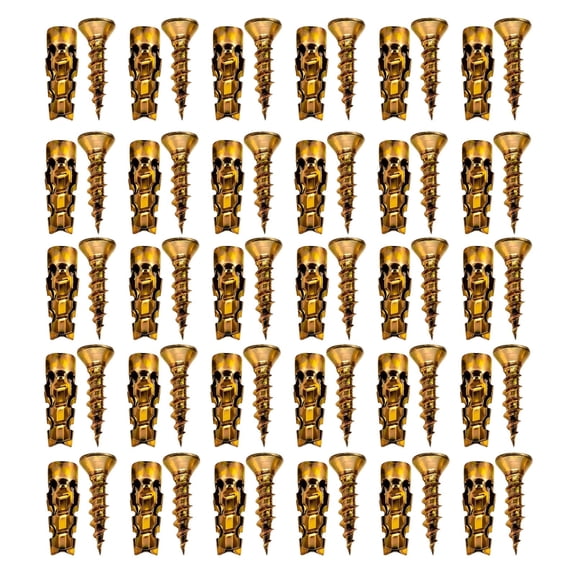 30Pcs Expansion Screws, Cabinet Hinge Repair, Stripped Thread Restoration Screw Set for Cabinet Door Fastening, 6X14Mm (Gold1)