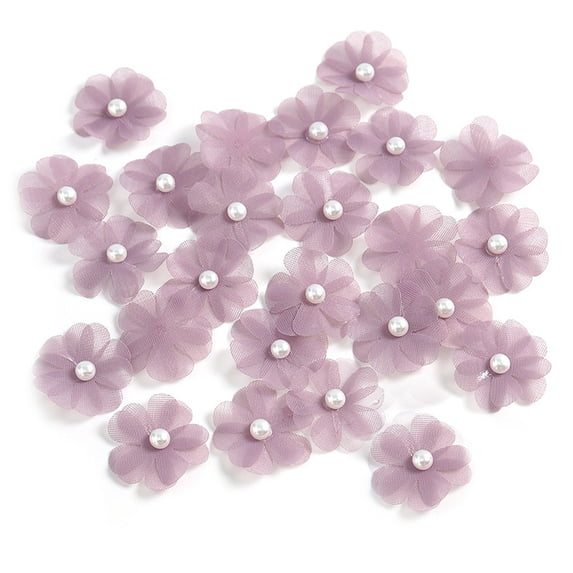 30Pcs Fabric Flower Applique for Craft Wedding Bridal Headdress Home Decoration Sewing Flower Patches Sewing Accessory