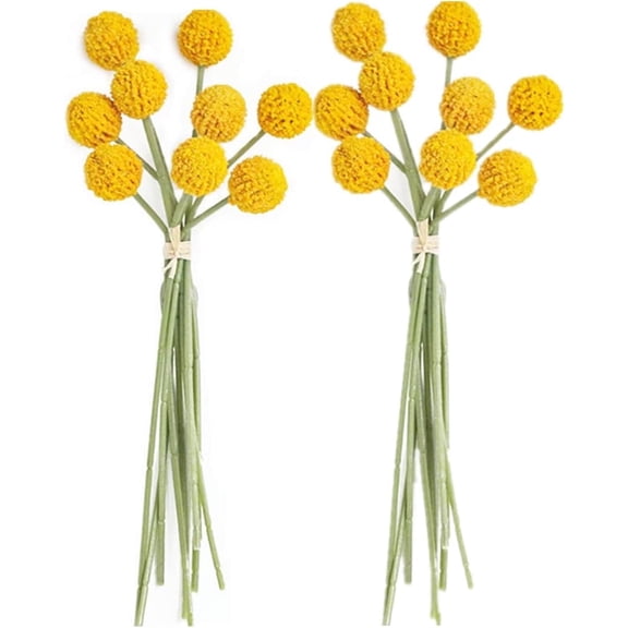 30Pcs Fake Billy Balls,Craspedia Globosa Benth,Artificial Billy Ball Flowers,Boho Flower Bouquet Floral Arrangements,for Wedding Party DIY Crafts Home Decor (Golden)