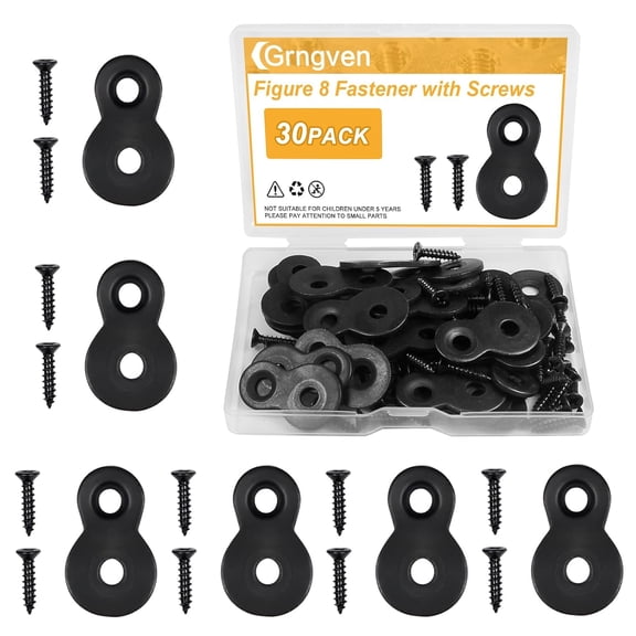 30Pcs Figure 8 Fastener with 60 Screws,12 Gauge Steel Heavy Duty Table Top Fasteners,Figure 8 Fasteners for Table Tops Connector Bracket (Black)