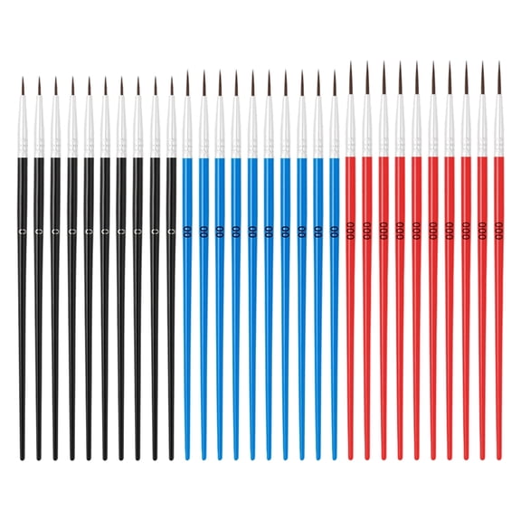 30Pcs Fine Tip Painting Brushes Set Shaft Nylon Tips Art Tools For Fine Art Crafting Multiple Colors
