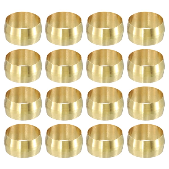 30Pcs Fit for 16mm(5/8") Tube OD Brass Compression Sleeve Ferrules Brass Compression Tube Fitting for Water Oil Air Pipe
