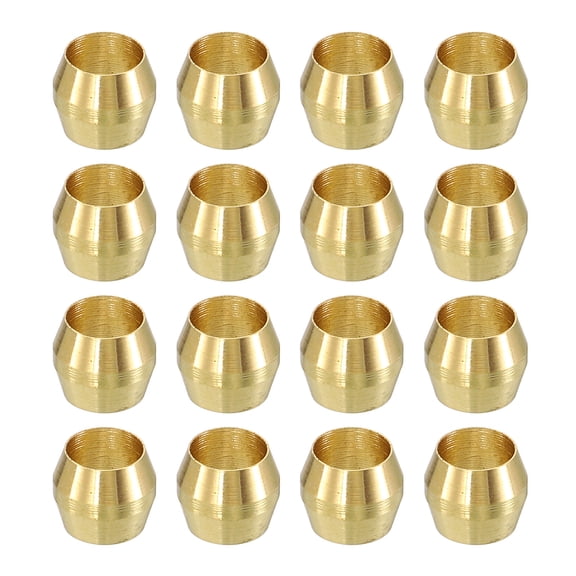 30Pcs Fit for 3/16" Tube OD Brass Compression Sleeve Ferrules Brass Compression Tube Fitting for Water Oil Air Pipe