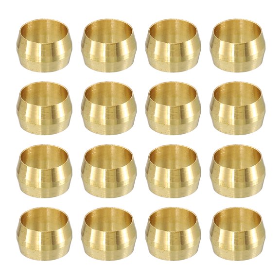 30Pcs Fit for 5/16" Tube OD Brass Compression Sleeve Ferrules Brass Compression Tube Fitting for Water Oil Air Pipe