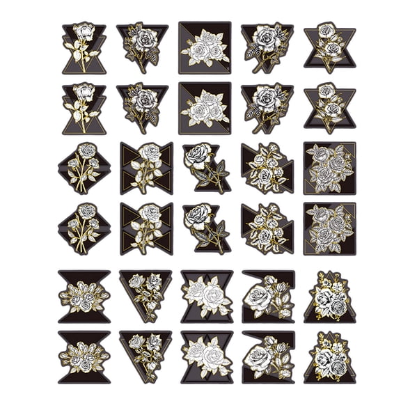 30Pcs Flower Sticker Hand Account Decorative, Vintage Style Waterproof Tape Diary Crafts Handbook Planters Sticker for Birthday, Box, Party Bag Rose