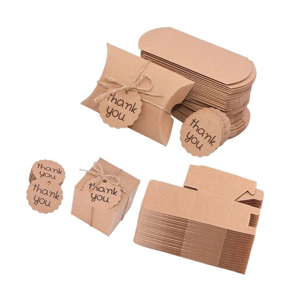 30Pcs Foldable Paper Gift Boxes with Thank You Card Wrapping Popes for Wedding