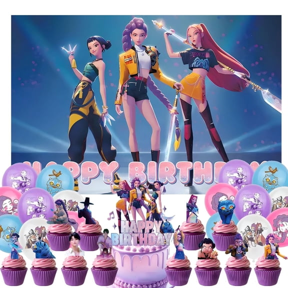 30Pcs For K-pop Movie Theme Birthday Party Decorations, Birthday Backdrop Decorations