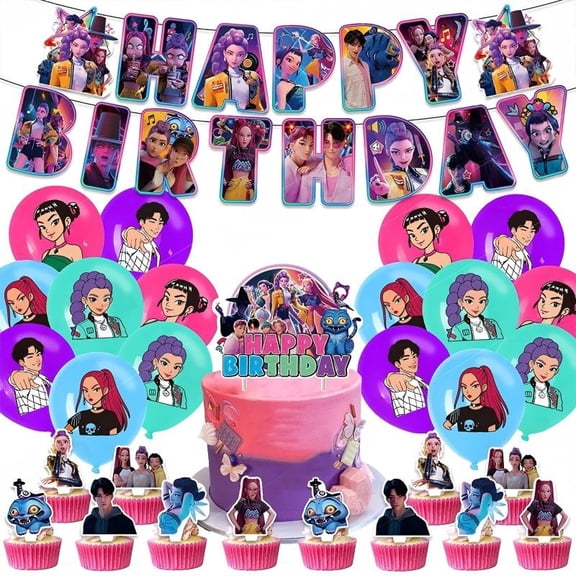 30Pcs For K-pop Movie Theme Birthday Party Decorations, Birthday Backdrop Decorations