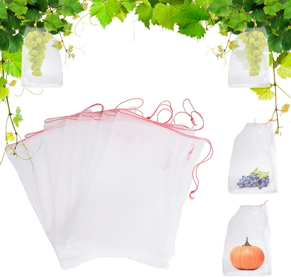 30Pcs Fruit Protection Bags, Garden Nylon Mesh Fruit Bag Bird Net