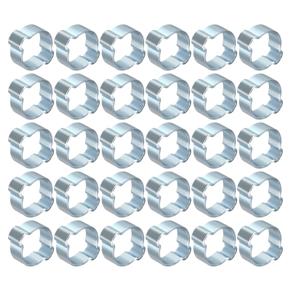 30Pcs Galvanized Steel Double Ear Hose Clamps, Adjustable 16.2-20mm Heavy Duty O Clip Crimp Rings, Zinc-Plated Two Ears Cinch Rings Crimp Pinch Fitting for Automotive, Tubing, Fuel