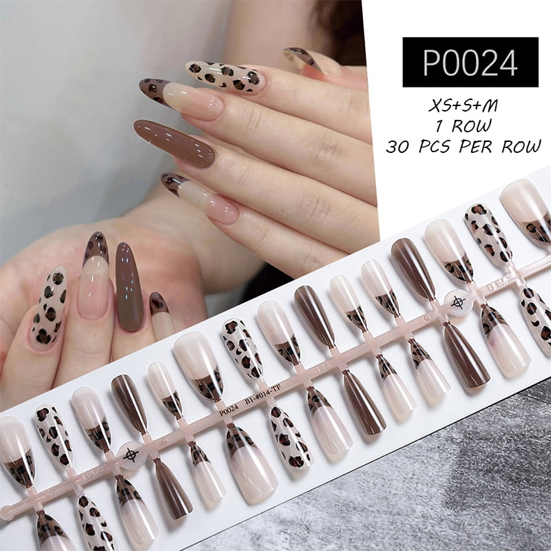 30Pcs Geadient Nude Nail Tip Fake Nail Fashion Wearable False Nails Simple Full Cover Press on Nails DIY Manicure Wear Nail Tool