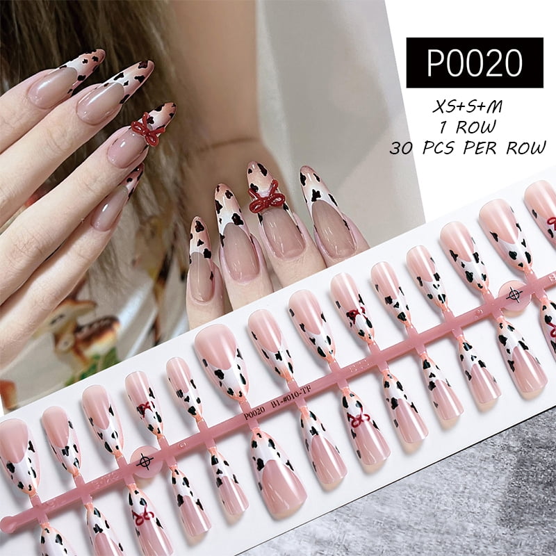 30Pcs Geadient Nude Nail Tip Fake Nail Fashion Wearable False Nails Simple Full Cover Press on Nails DIY Manicure Wear Nail Tool