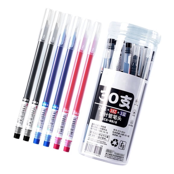 30Pcs Gel Pen Quick Drying 0.5mm Needle Point Black/Blue/ Red Ink for Journaling