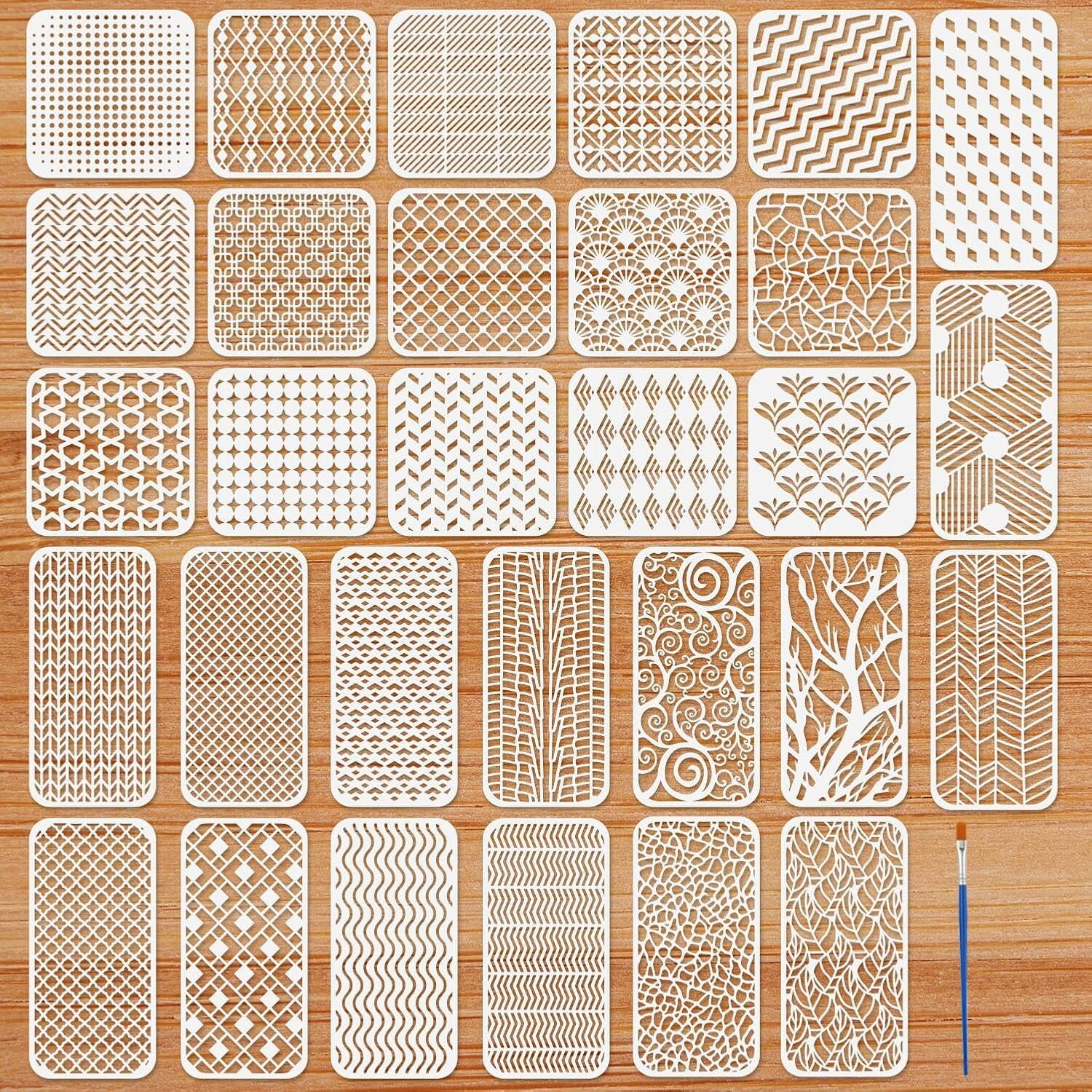 30Pcs Geometric Stencils for Painting Texture Stencils for Crafts ...