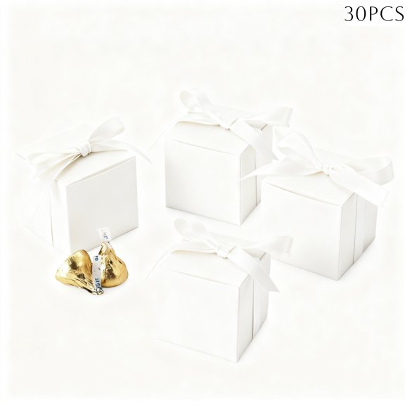 30Pcs Gift Boxes with Lids, 2 x 2 x 2inch Paper Kraft Favor Boxes Bridesmaid Cardboard Gift Wrap for Presents Wedding Graduation Holiday Birthday Craft, White