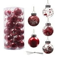 thumbnail image 1 of 30Pcs Glitter Clear Christmas Balls Plastic Shatterproof Xmas Balls Baubles Set with Delicate Stuffed Xmas Tree Ornaments(Red, 2.36"), 1 of 13