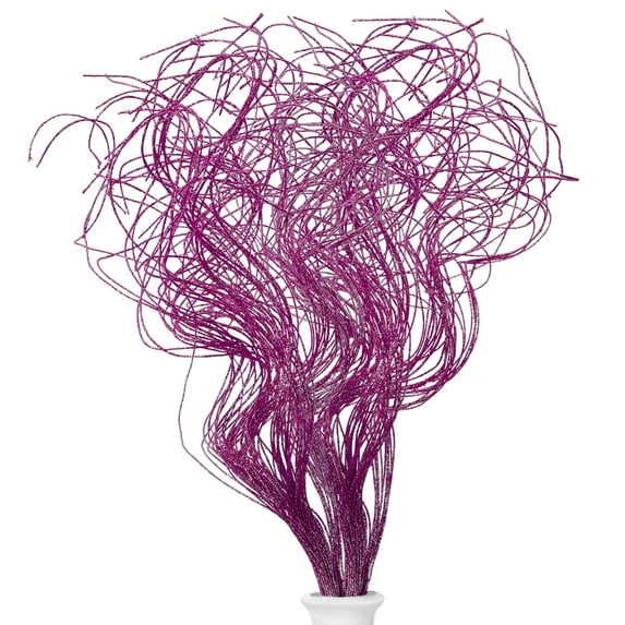 30Pcs Glitter Curly Christmas Spray Picks Artificial Wispy Christmas Curly Twigs Glittery Twigs Branches for Christmas Tree Wreath Garland Home Vase Wedding Party (Purple)