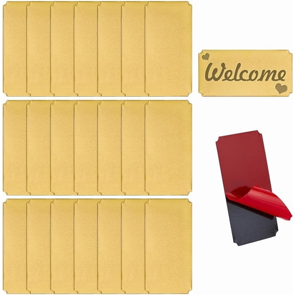 30Pcs Gold Aluminum Name Plates 4x2 Inch Notched Corner Laser Engraving Tags with Adhesive Backing for DIY Making