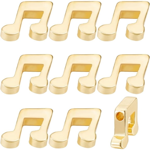30Pcs Gold Beads 18K Gold Plated Brass Tibetan Style Musical Note Smooth Loose Spacer Beads for DIY Craft Bracelet Necklace Jewellery Making