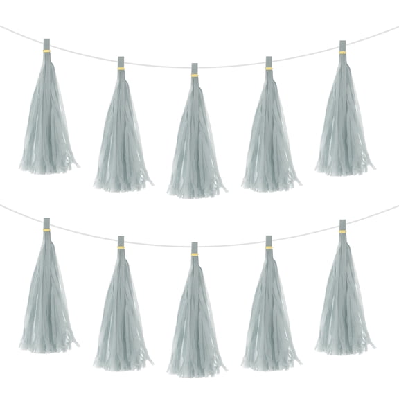 30Pcs Gray Tassel Garland Banner w Rope for Wedding Birthday Party Decoration