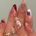thumbnail image 1 of 30Pcs Halloween Press On Nails Almond - Pink Spooky Ghost Bat Pumpkin Design,Gothic Acrylic Press-On Nails with 3D Flower,Rhinestones,Ghost/Bat/Pumpkin,Reusable & Easy Apply,Ideal for Halloween Party, 1 of 7