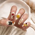 thumbnail image 1 of 30Pcs Halloween Press on Nails Medium Almond Ghost Fake Nails 3D Black Cat Pumpkin Glue on Nails Maple Leaf Moon Goth False Nails Fall Stick on Nails Handmade Halloween Acrylic Nails for Women, 1 of 6