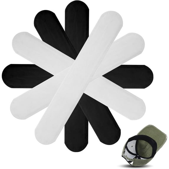 30Pcs Hat Sweat Liner, Prevents Stains Absorbent Shields Protector Bands, Disposable Absorbing Pad Hat Sweat Protector, Cap Liners Protection for Baseball Golf Cap Women Men (Black&White)
