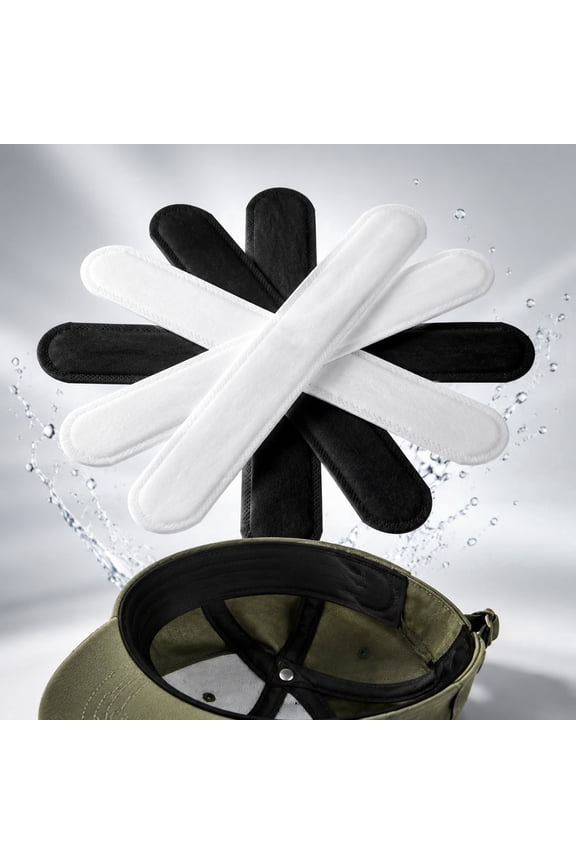 30Pcs Hat Sweat Liner, Prevents Stains Absorbent Shields Protector Bands, Disposable Absorbing Pad Hat Sweat Protector, Cap Liners Protection for Baseball Golf Cap Women Men (Black&White)