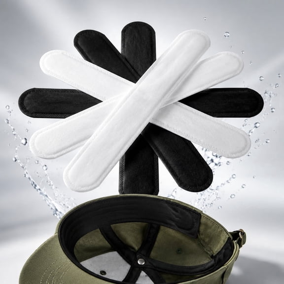 30Pcs Hat Sweat Liner, Prevents Stains Absorbent Shields Protector Bands, Disposable Absorbing Pad Hat Sweat Protector, Cap Liners Protection for Baseball Golf Cap Women Men (Black&White)